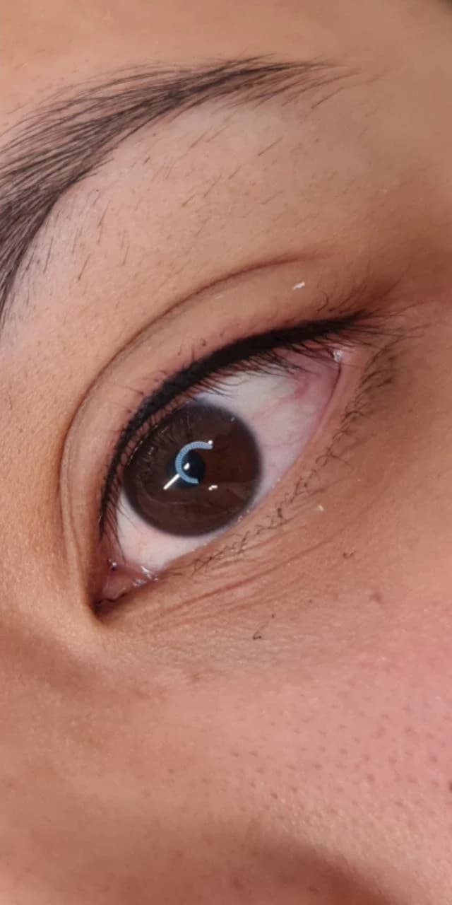 Hetzelfde oog met pigment in en langs de wimperrand, waardoor de wimperlijn voller oogt